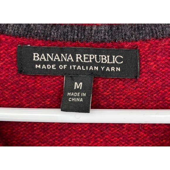 Banana Republic Sweater Men's Size Medium Red 100% Merino Wool Long Sleeve - Picture 4 of 5